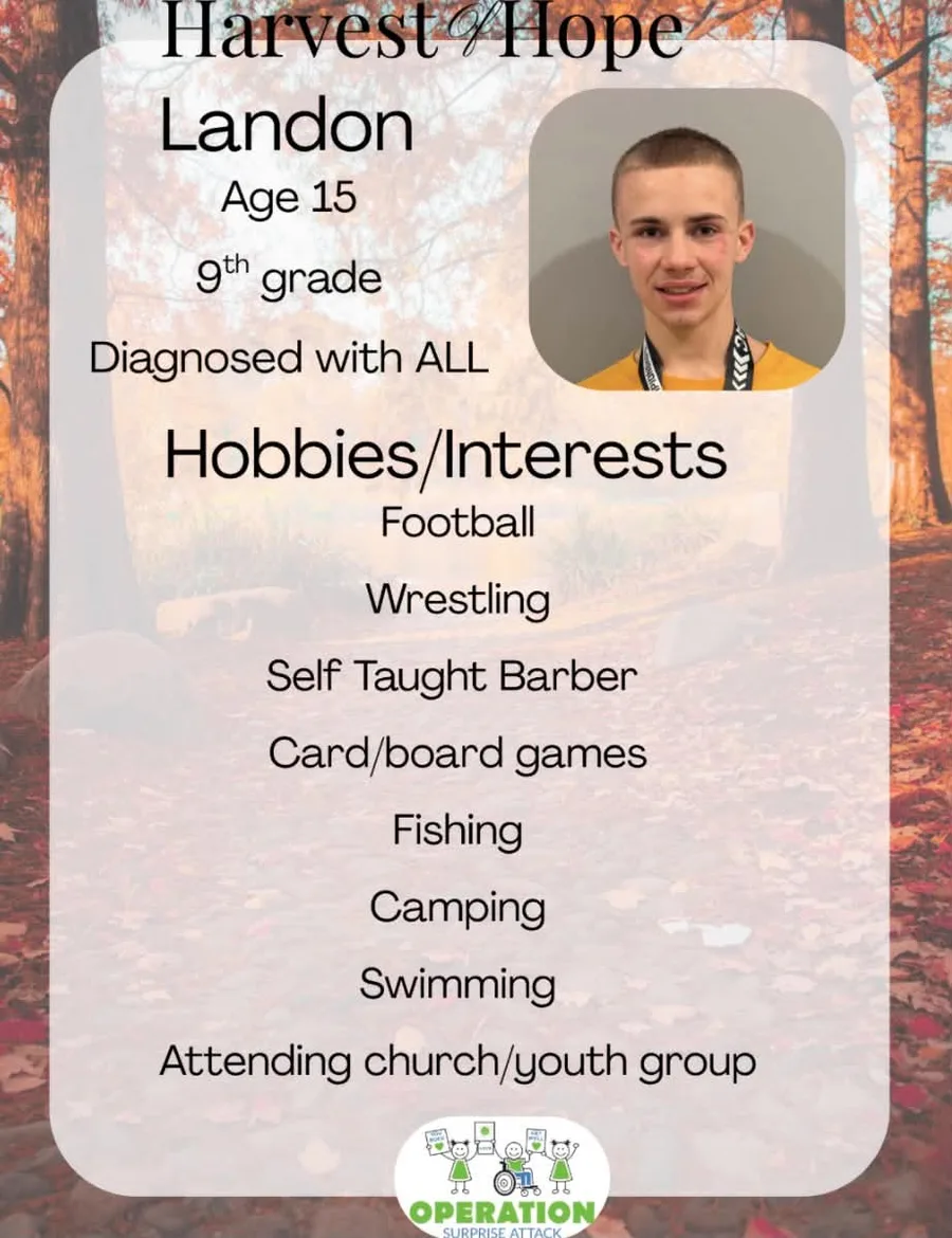 Landon’s Harvest of Hope flyer