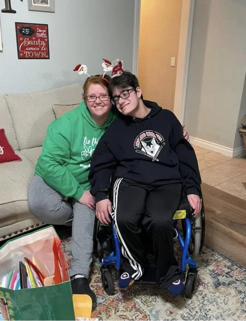 Lisa Fulton and her nephew Nick at Christmas